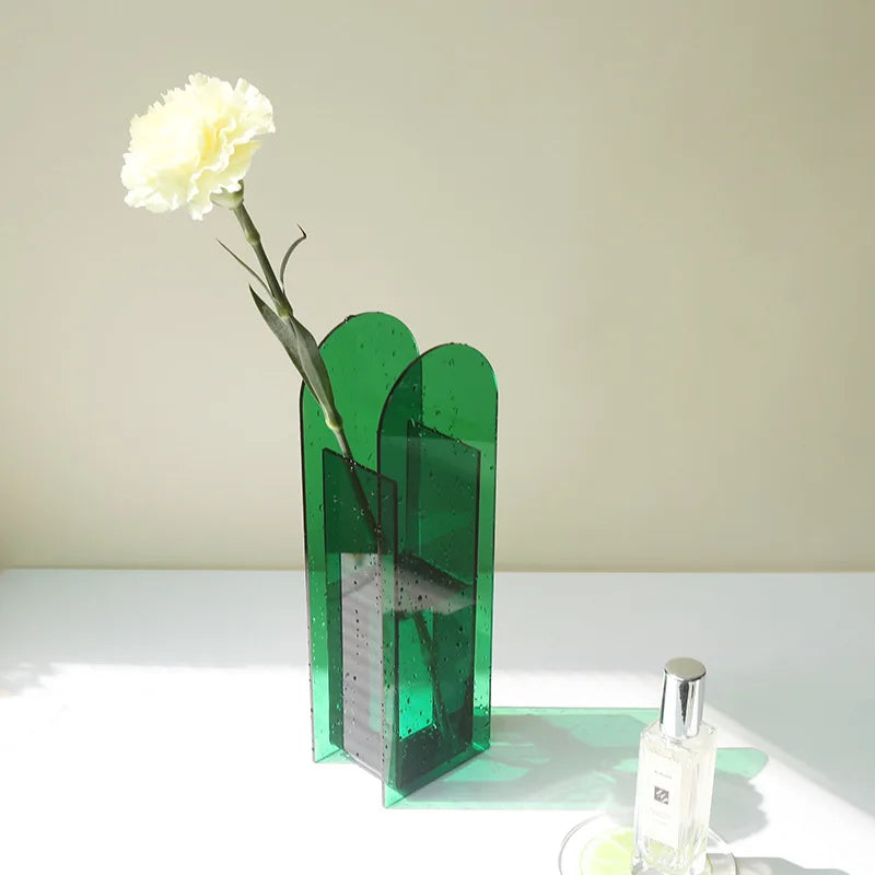 Afralia™ Acrylic Flower Vase Colorful Contemporary Floral Container for Home Office