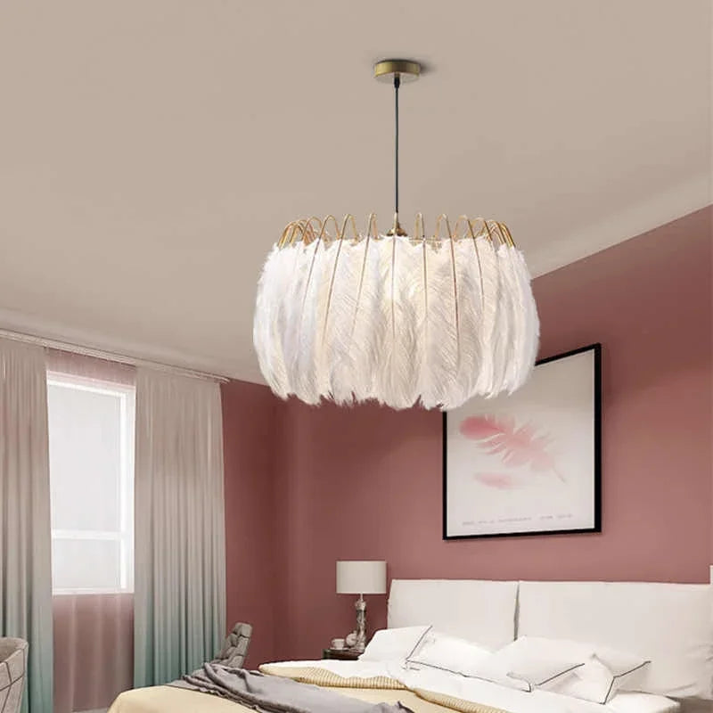 Afralia™ Nordic Feather LED Pendant Lights Living Room Chandelier: Stylish Indoor Lighting Fixture