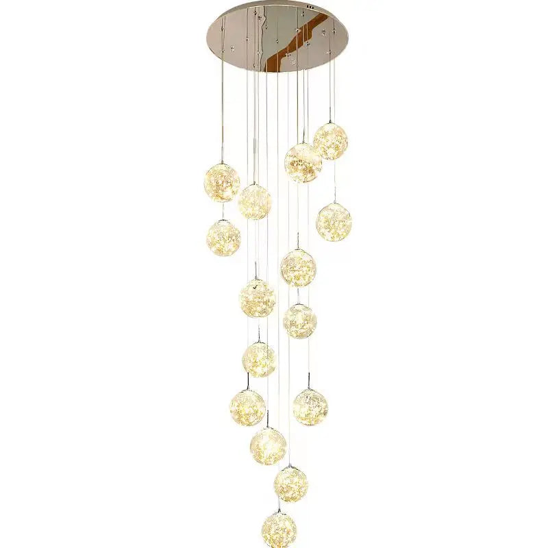 Afralia™ Glass Ball Spiral Chandelier for Modern Staircase & Dining Table LED Ceiling Light