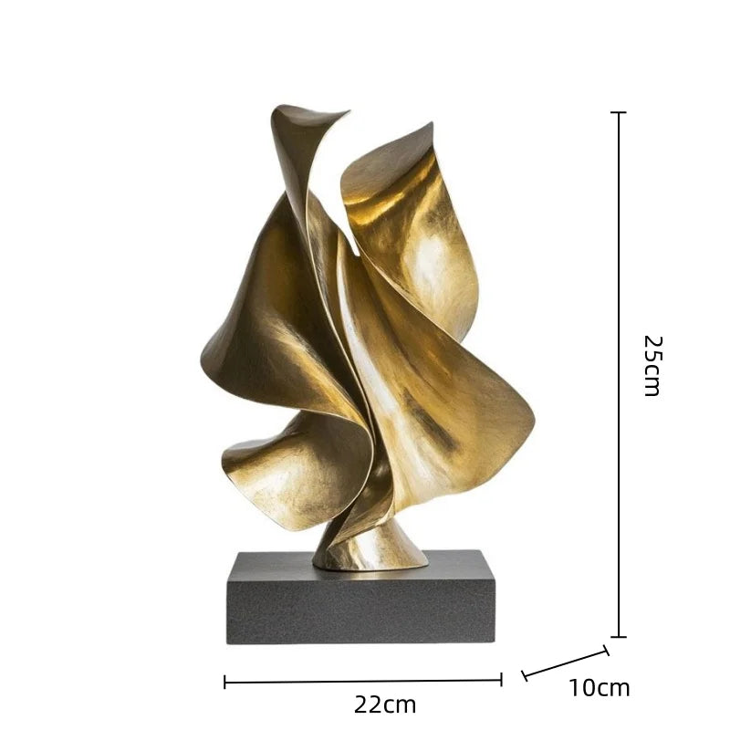 Afralia™ Golden Geometric Animal Sculpture Decor Figurine Ornament Abstract Resin Handicraft