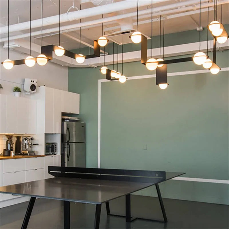 Afralia™ Glass Ball Geometric Chandelier: Modern Nordic Kitchen Office Hanging Lamp