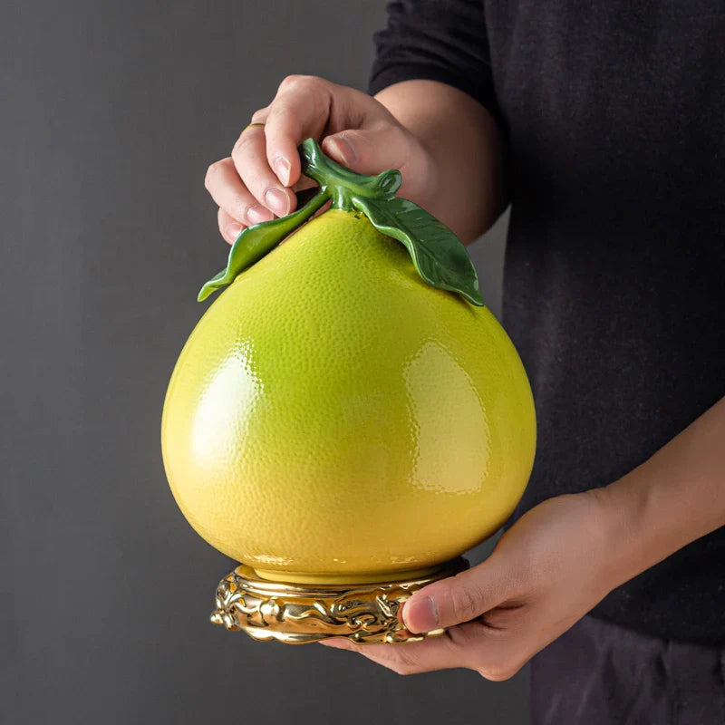 Afralia™ Ceramic Tea Canister Pomelo Orange Fruit Storage Tank Home Decoration