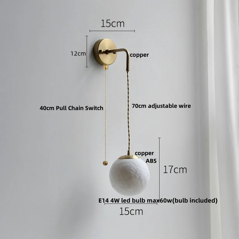 Afralia™ Moon ABS LED Wall Light Fixture, Adjustable Nordic Modern Bedside Lamp