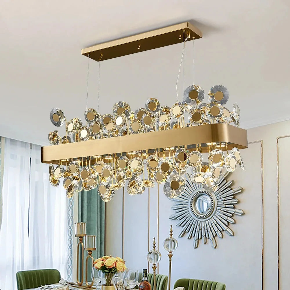 Afralia™ Crystal Pendant Chandelier: Modern Luxury for Living Room, Kitchen Island, Indoor Lighting
