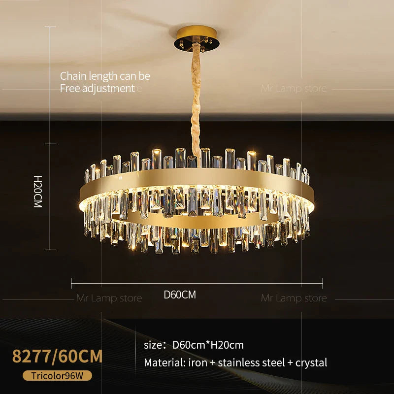 Afralia™ Crystal Chandelier for Living Room Bedroom Dining - Energy-saving Light Luxury Lamps