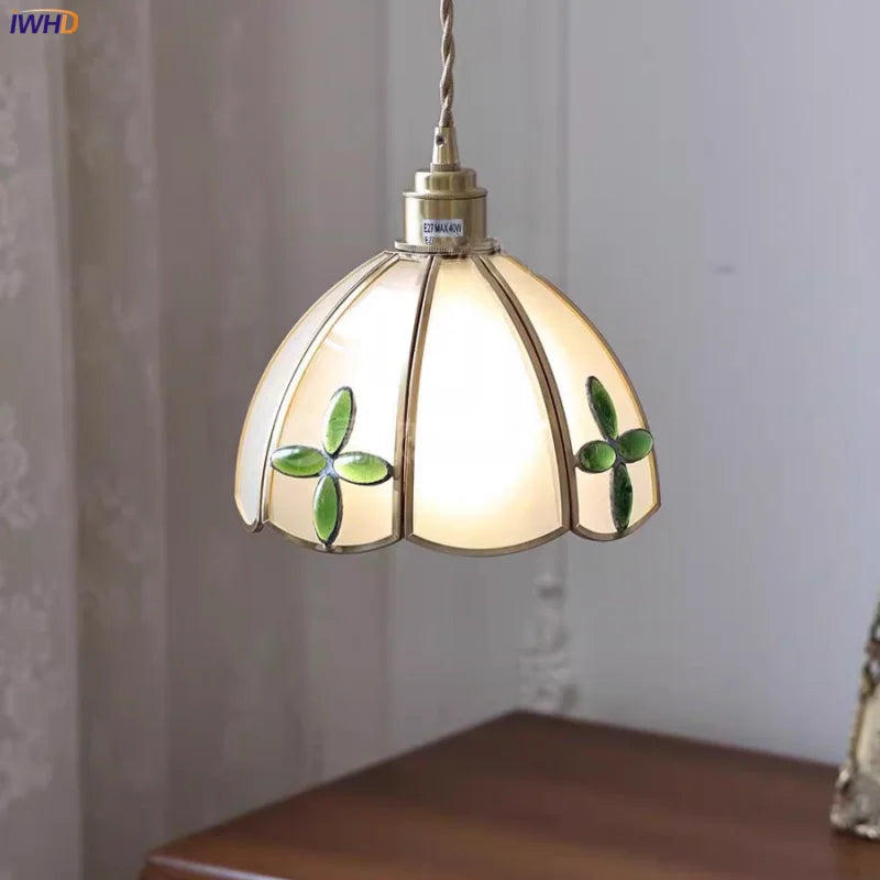 Afralia™ Loft Style Copper Glass Pendant Light - Adjustable Dining Room Hanging Lamp