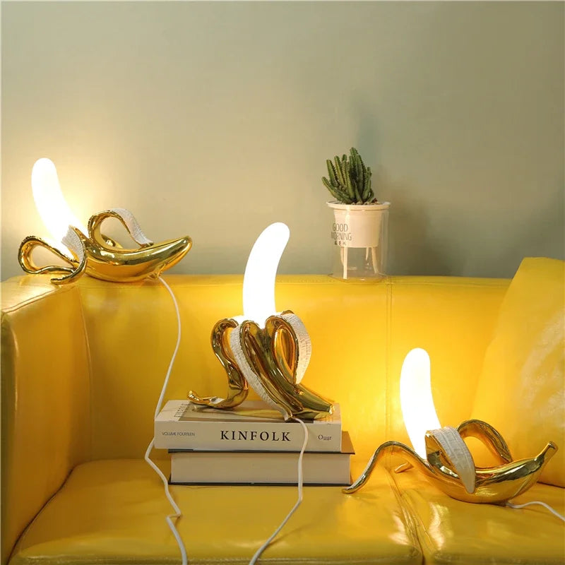Afralia™ Nordic Glass Banana LED Night Light for Modern Living Room Bedroom Decor