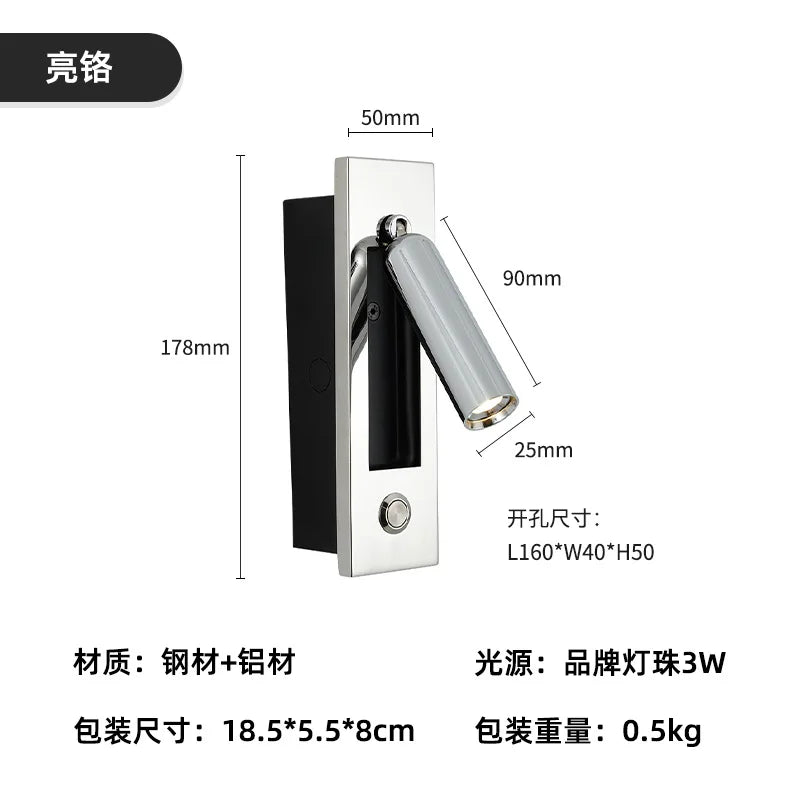 Afralia™ 3W LED Mounted Headboard Wall Light for Bedroom and Hotel