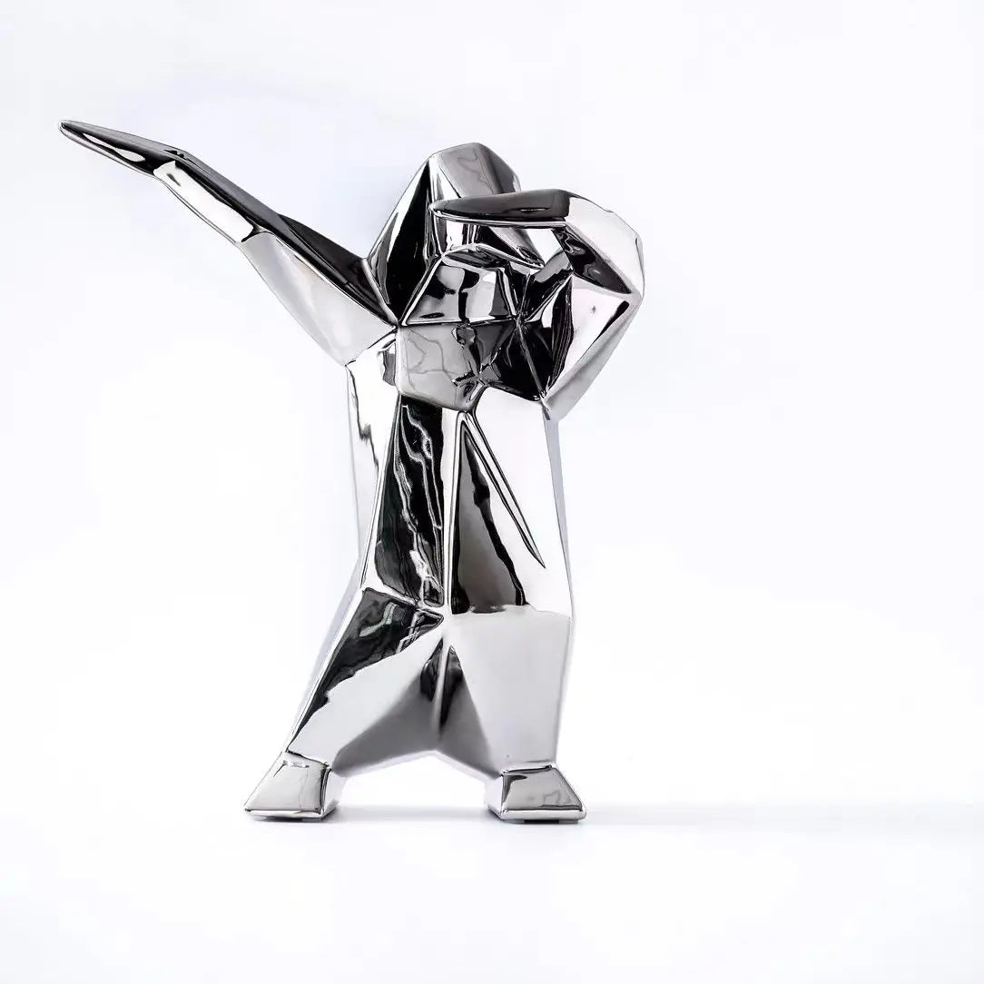 Afralia™ Penguin Geometric Ornament - Modern Minimalist Desktop Decoration