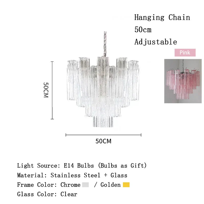 Afralia™ Pink Glass Chandelier LED Light Fixture for Ceiling Living Room Decor