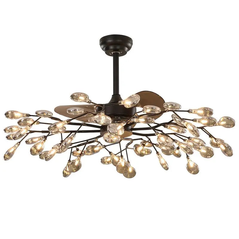 Afralia™ Firefly Tree Luxury Modern Ceiling Fan Chandelier Light - Home Living Room Bedroom