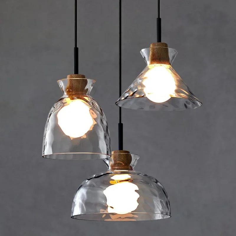 Afralia™ Clear Glass Pendant Lamp with LED Lights for Home Decor
