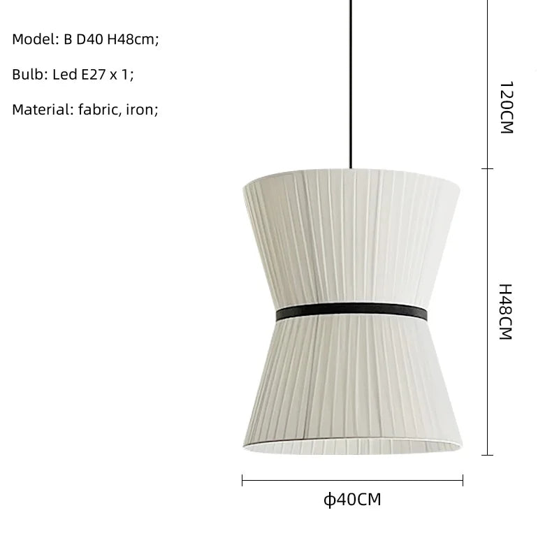 Afralia™ White Fabric LED Pendant Chandelier, Minimalist Living Room Ceiling Light