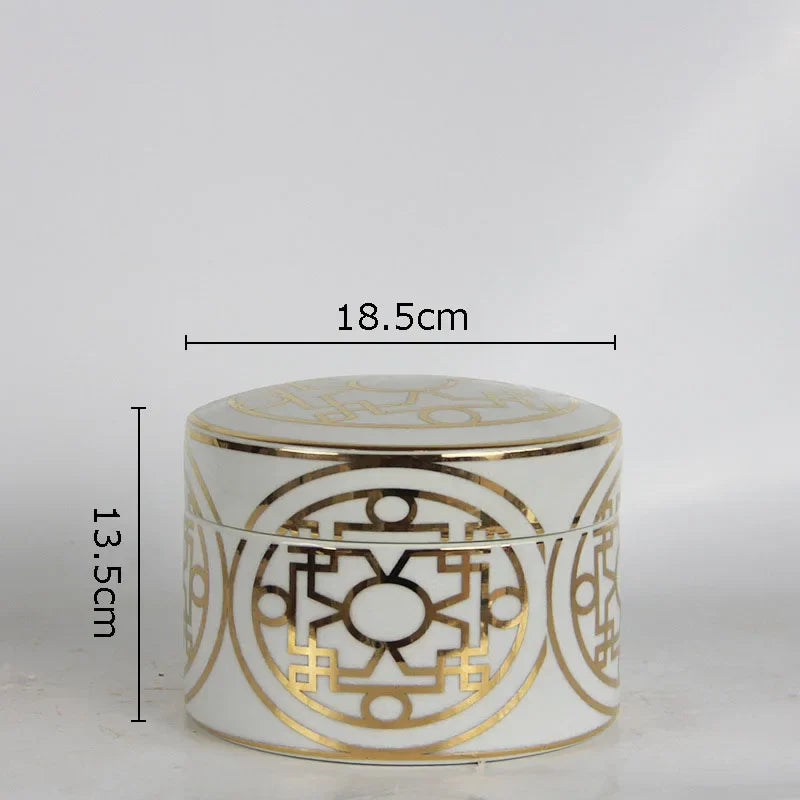 Afralia™ Gold Geometric Storage Jar Set
