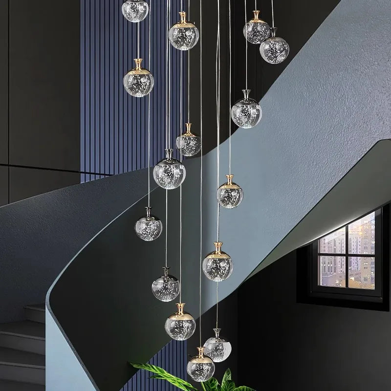 Afralia™ Crystal Chandelier Stair Pendant Lamp Living Room Pendant Lights Interior Lighting