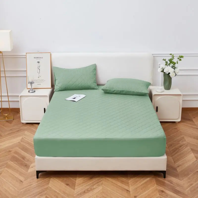 Afralia™ Waterproof Quilted Fitted Sheet: Soft Solid Color Mattress Cover for All Seasons