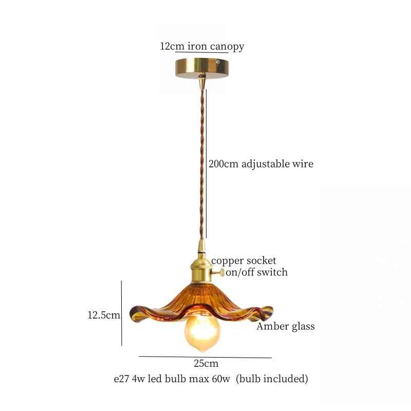 Afralia™ Lotus Leaf Glass LED Pendant Light - Japanese Style Loft Bar Living Dining Bedroom
