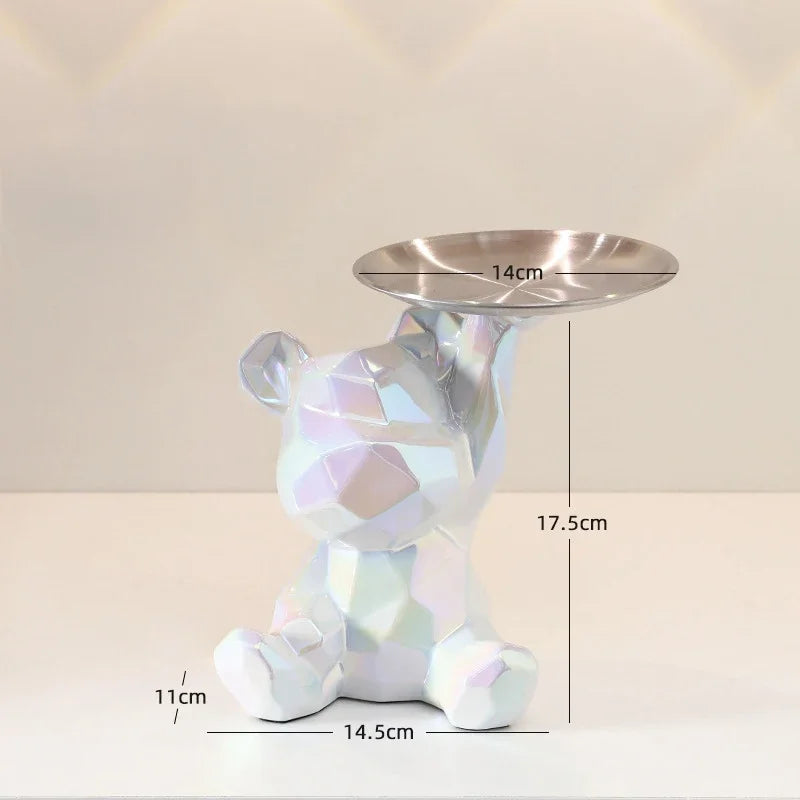 Geometric Bear Coin Bank by Afralia™: Ceramic Home Decor and Organizer