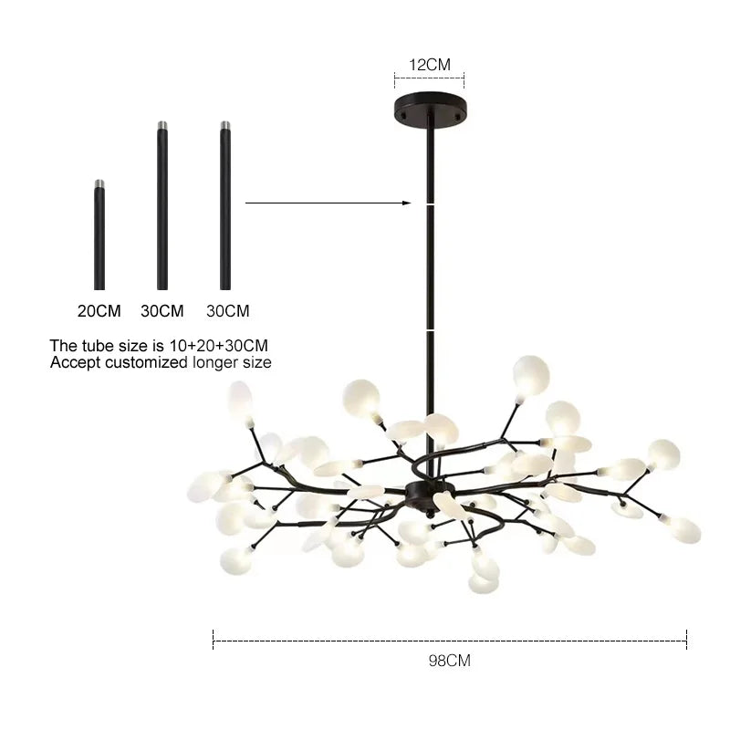 Afralia™ Modern Luxury Firefly Chandelier | Black Pendant Light for Living Room, Restaurant, Bedroom