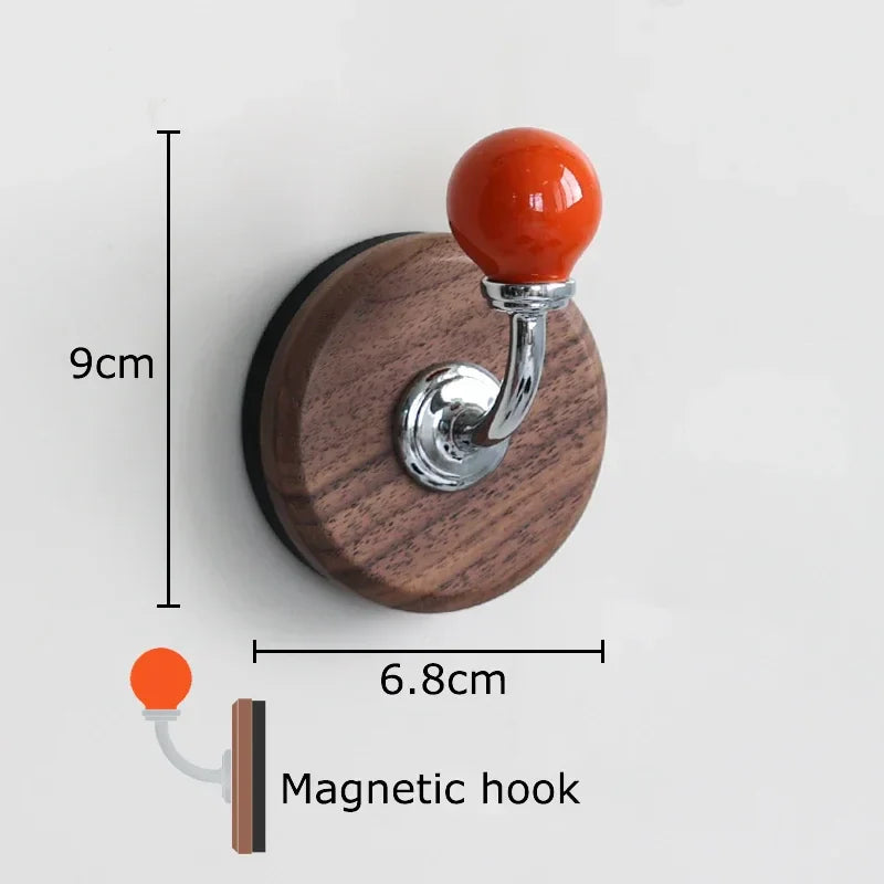 Afralia™ Walnut Wood Bending Hook Wall Storage Holder