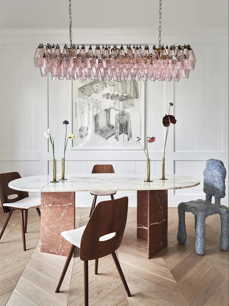 Afralia™ Gold Silver Black LED Chandelier Murano Glass Art Suspension Lamp