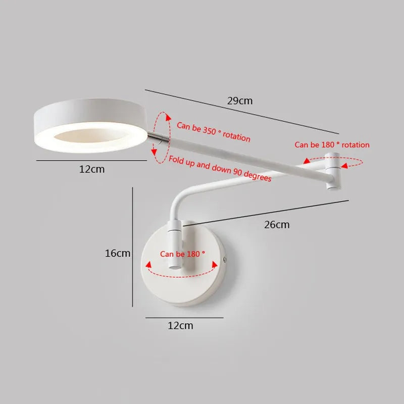 Afralia™ Wooden LED Telescopic Swing Arm Wall Sconce for Bedroom Living Room