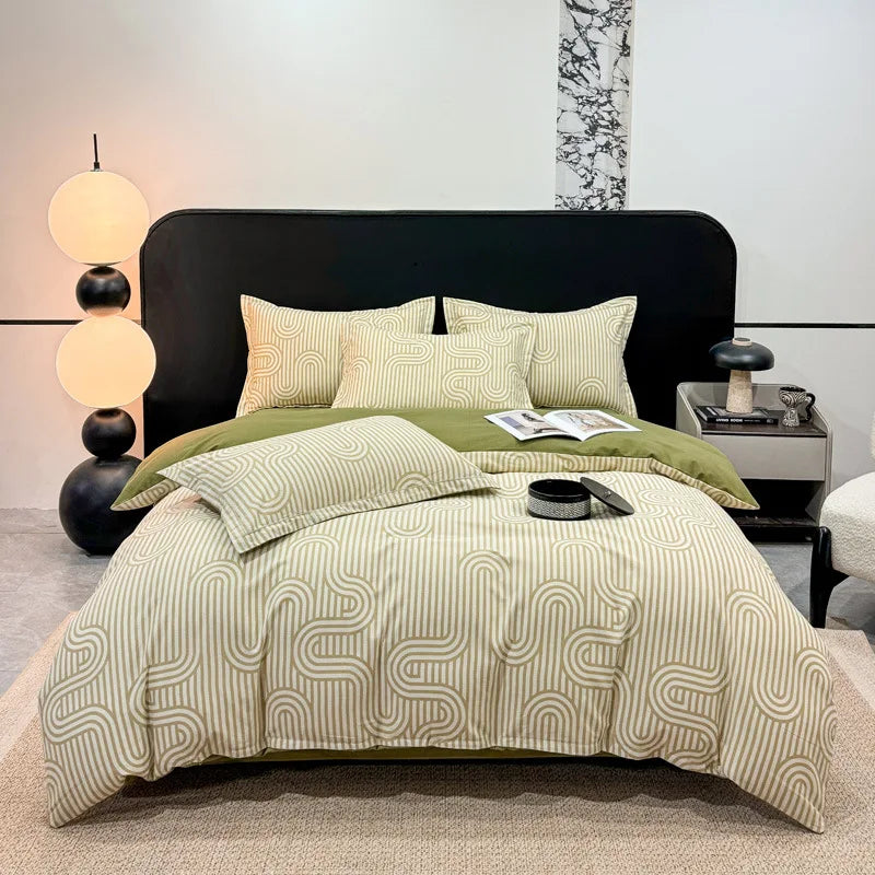 Afralia™ Brushed Cotton Printed Duvet Cover Set - Single/Double Bed Bedclothes