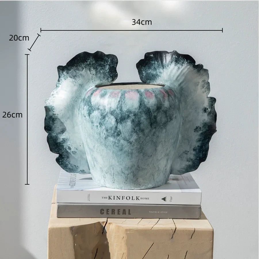 Afralia™ Wavy Wings Hand-painted Ceramic Vases: Unique Floral Decor & Home Accessory