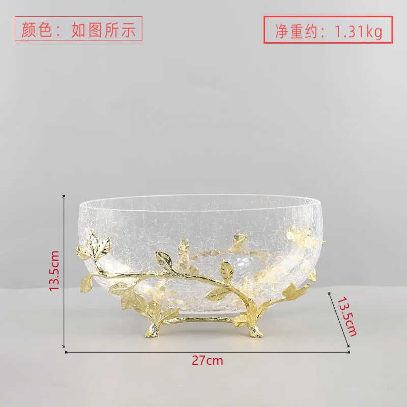 Afralia™ Golden Branch Glass Fruit Plate: Stylish Home Storage Container & Decor Accessory