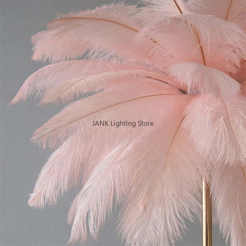 Afralia™ Modern Nordic Ostrich Feather Floor Lamp for Living Room, Dining, Bedroom, Study Desk