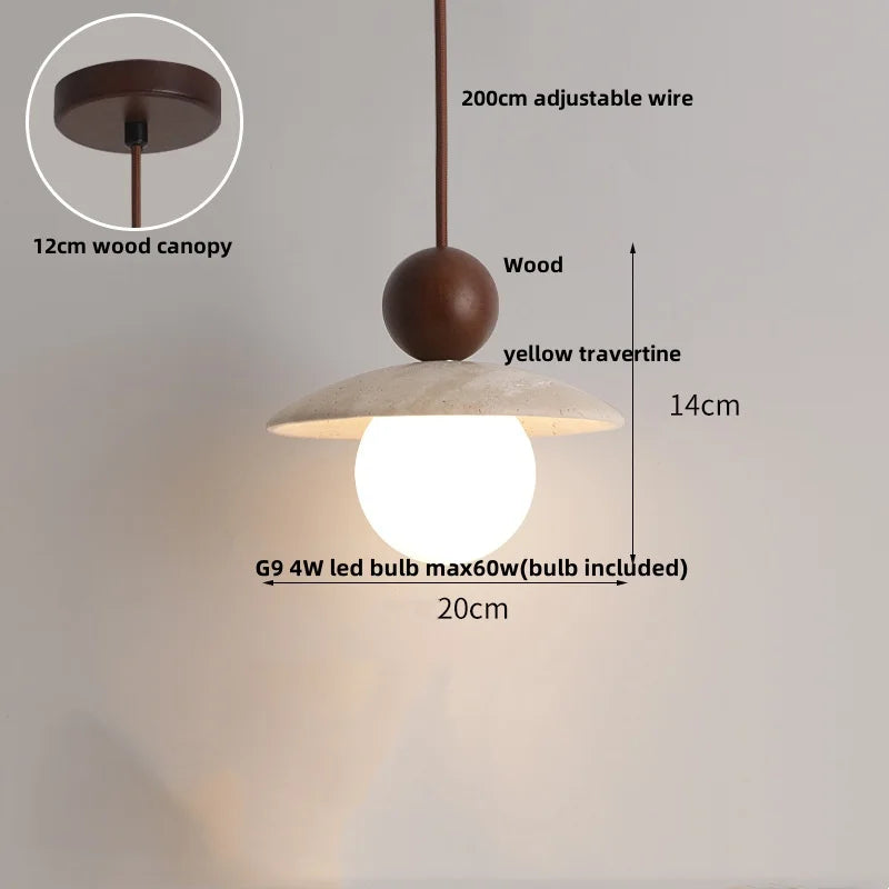 Afralia™ Yellow Travertine LED Pendant Lamp Nordic Modern Hanging Light Fixtures