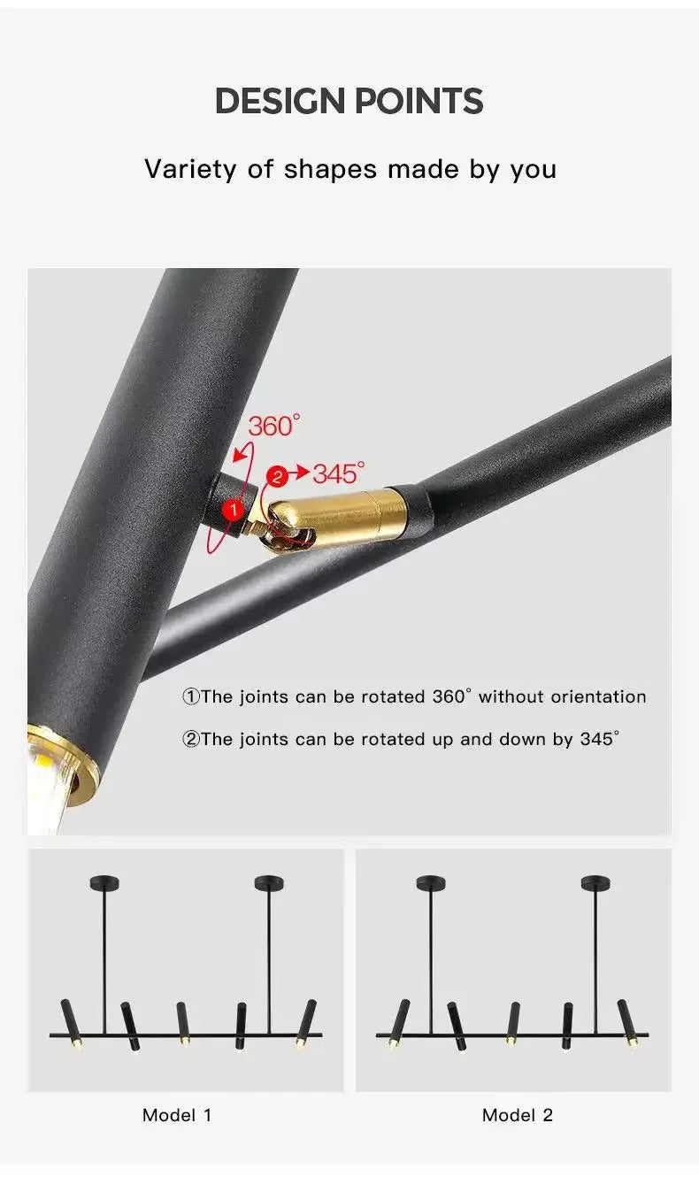 Afralia™ Modern Black LED Chandelier for Dining & Living Room Lighting