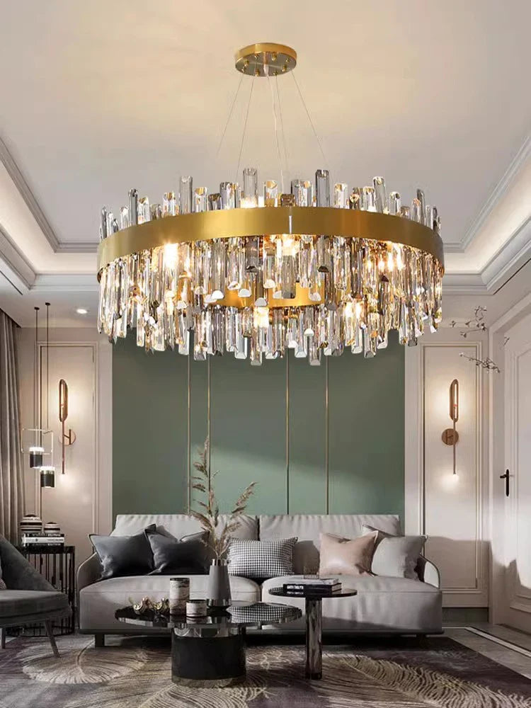 Afralia™ Crystal LED Pendant Light Chandelier for Living Dining Bedroom Luxe Decor