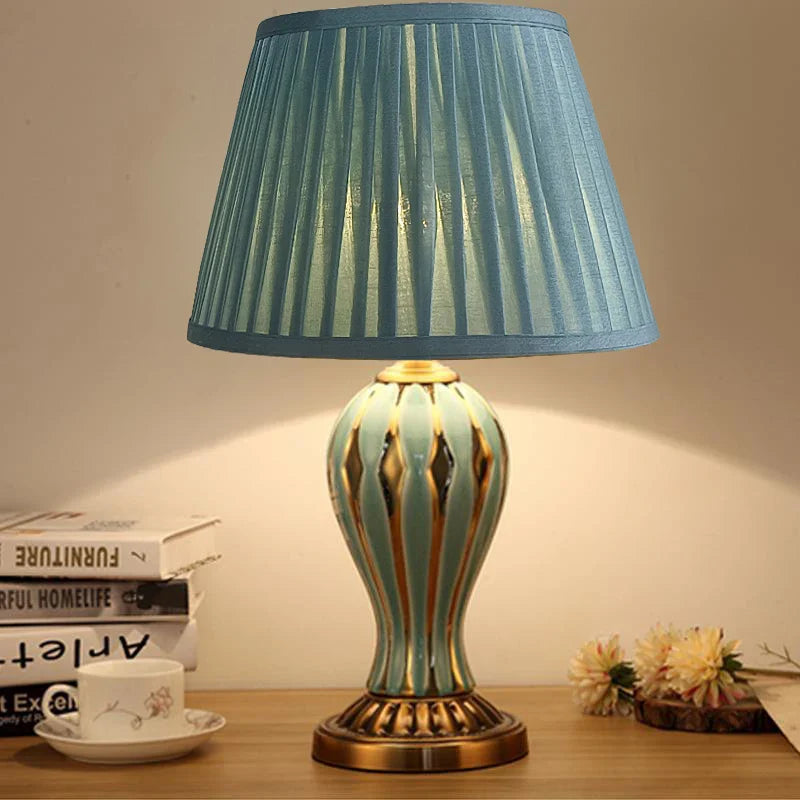 Afralia™ Hand Painted Antique Blue Ceramic Desk Lamp