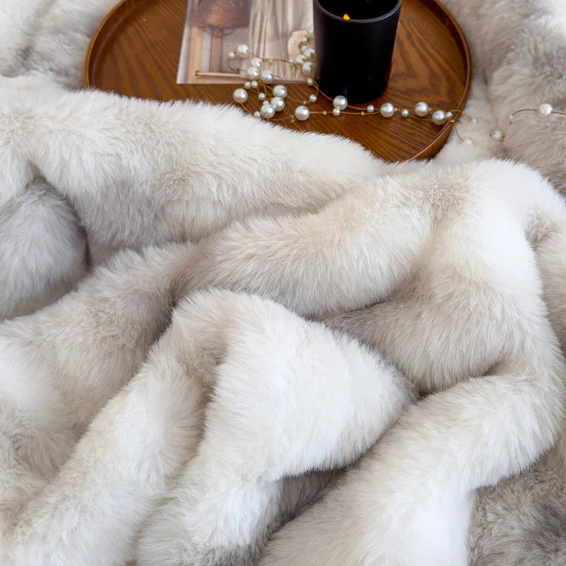 Afralia™ Gradient Grey Cashmere Fleece Winter Blanket