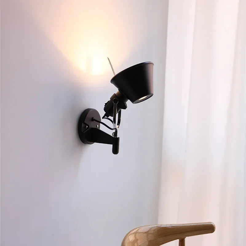 Afralia™ Industrial Black Silver Swing Arm Wall Lamp - Rotatable Miniature Table Lamp E27