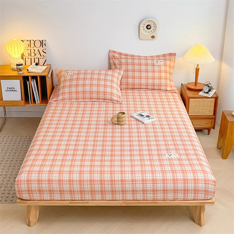 Afralia™ Plaid Style Fitted Sheet - Skin-friendly Elastic Bedsheet for Kids' Room