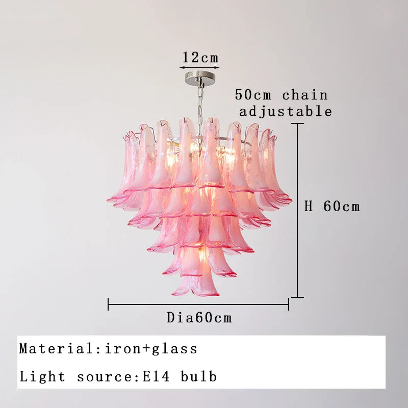 Afralia™ Pink Glass Luxury Chandeliers: Elegant French Style LED Lighting for Girl's Room
