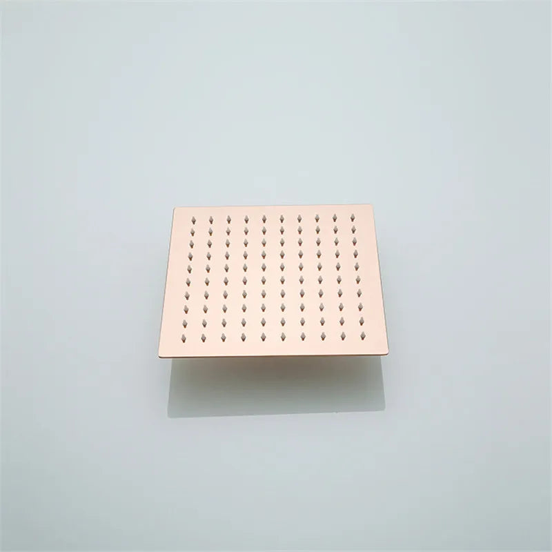 Afralia™ Rose Gold Square Shower Set with 10" Rainfall Head, Wall/Ceiling Mount
