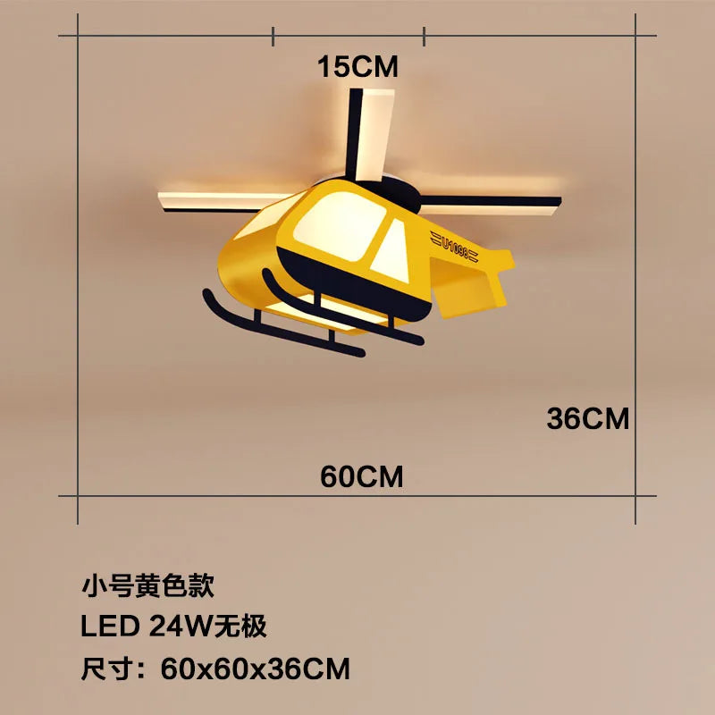 Afralia™ Cartoon Helicopter Ceiling Fan Light for Children's Room