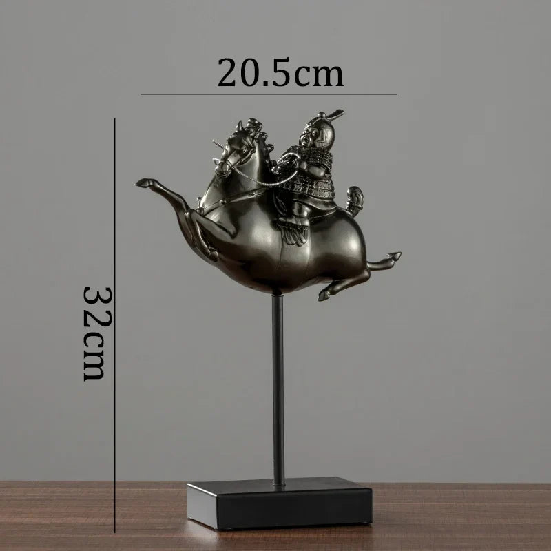 Afralia™ Terracotta Warrior Horse Sculpture Resin Knight Figurine Home Decor Gift
