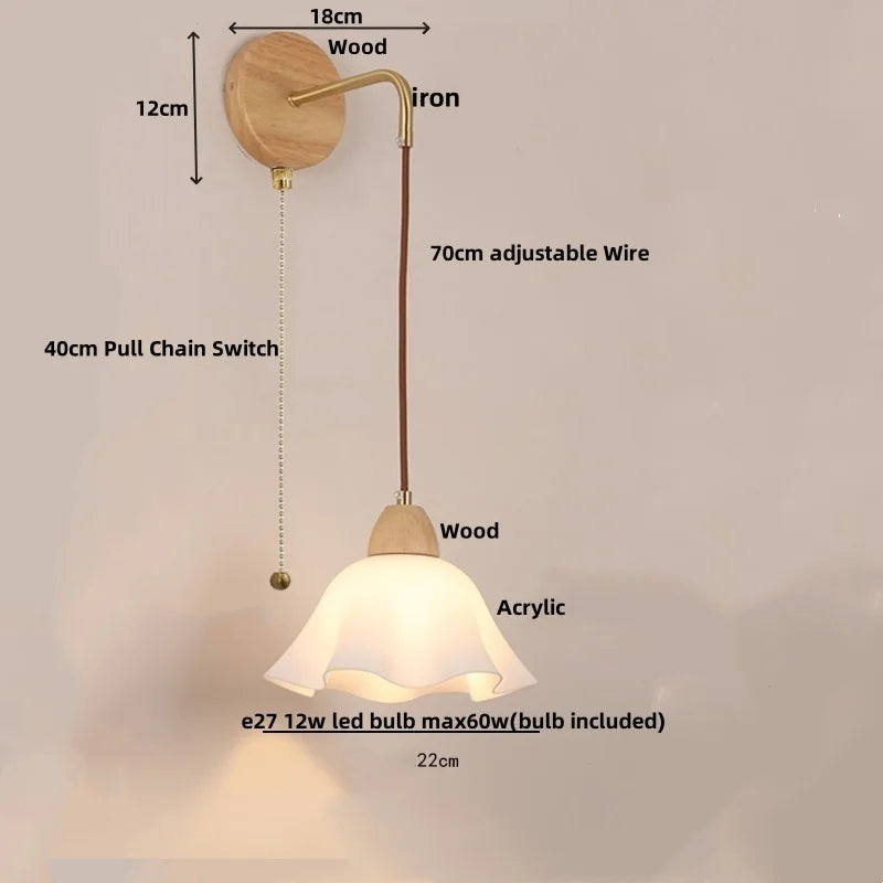 Afralia™ Nordic LED Wall Sconce Wood Base Modern Vanity Light