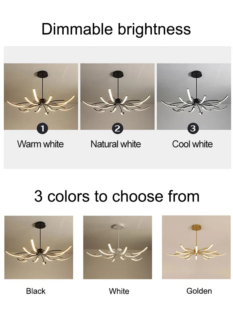 Afralia™ Modern Nordic Black Spider Chandelier for Living Room and Bedroom