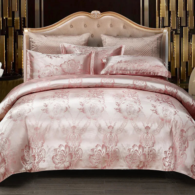 Afralia™ Jacquard Satin Summer Bedding Set - Elegant & Skin Friendly Duvet Cover - Single/Double Size