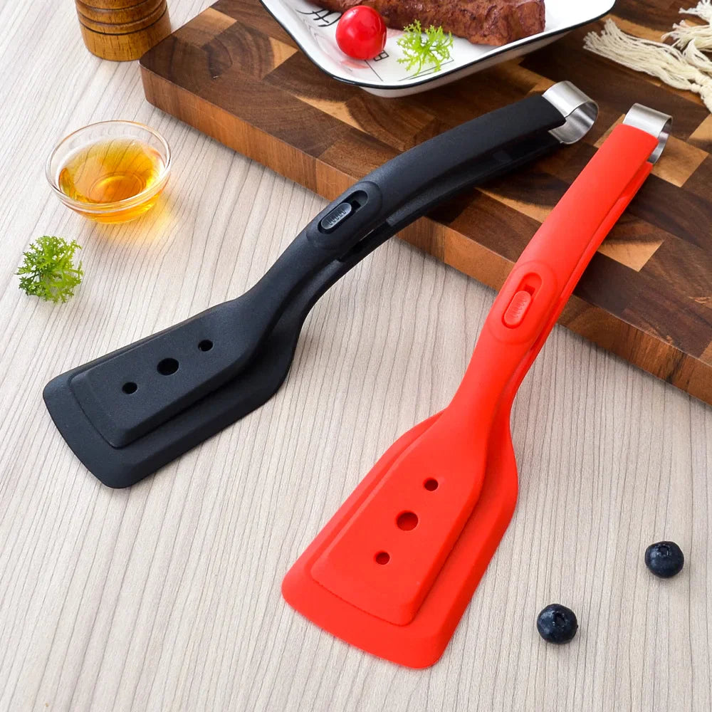 Afralia™ Nylon 2-in-1 Grip Tongs and Spatula Clamp - Kitchen Tool for Cooking