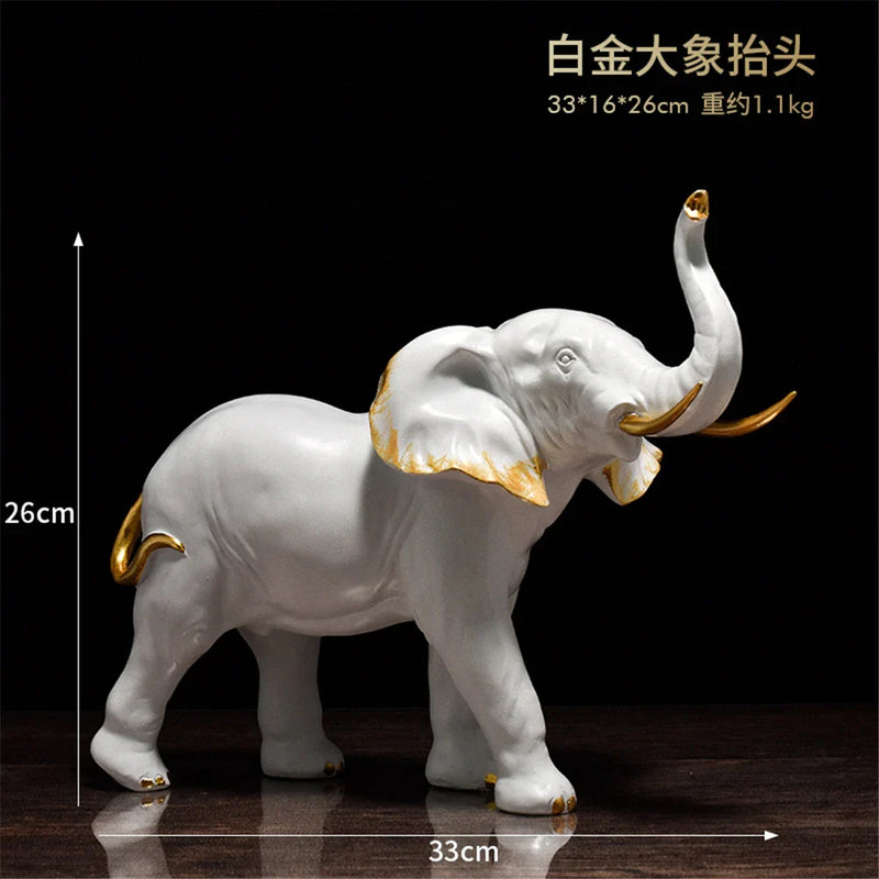 Afralia™ Elephant Resin Sculpture: Luxury Animal Statue for Home & Office Decor