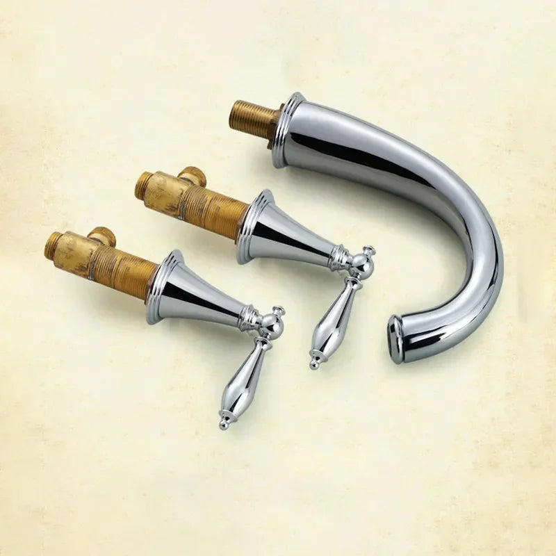 Afralia™ Widespread Dual Handle Basin Faucet Mixer Tap - 3 Hole Deck Mount