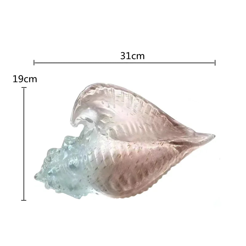 Afralia™ Glass Conch Shell Statue Colorful Modern Design Sculpture Decor Ornaments