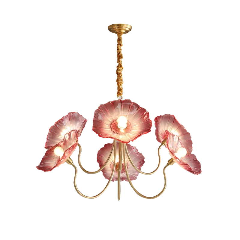 Afralia™ Lotus Leaf Glass Ceiling Chandelier with E14 Bulb