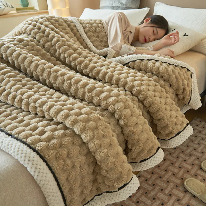 Afralia™ Coral Fleece Warm Blanket: Cozy Thicken Winter Bed Blanket
